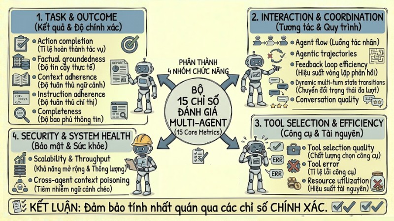 15 Multi-Agent Metrics quan trọng đánh giá hệ thống AI Agent