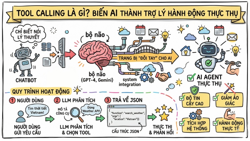 Tool Calling là gì? Cách biến AI thành trợ lý hành động thực thụ