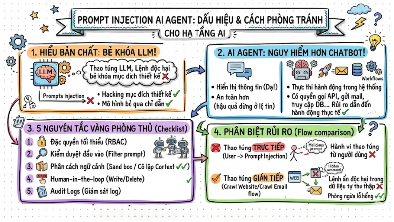 Prompt Injection AI Agent: Dấu hiệu và cách phòng tránh cho hạ tầng AI
