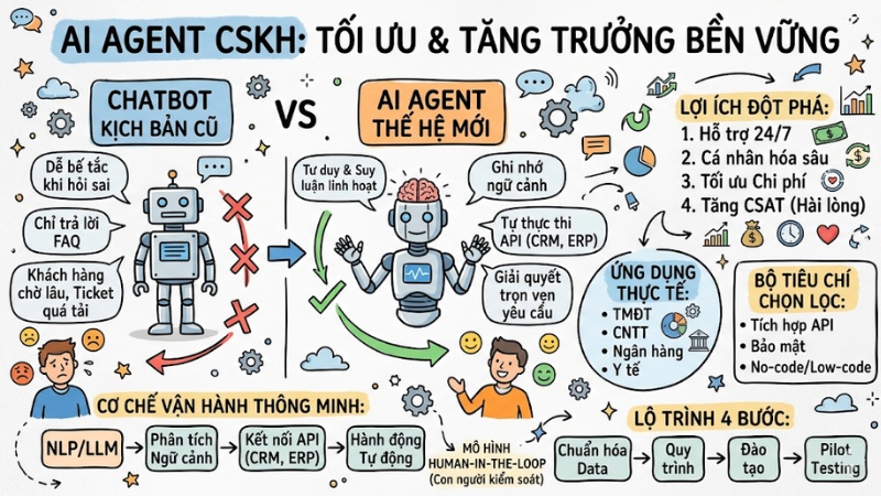 AI Agent Customer Support: Tối ưu CSKH và tăng trưởng bền vững