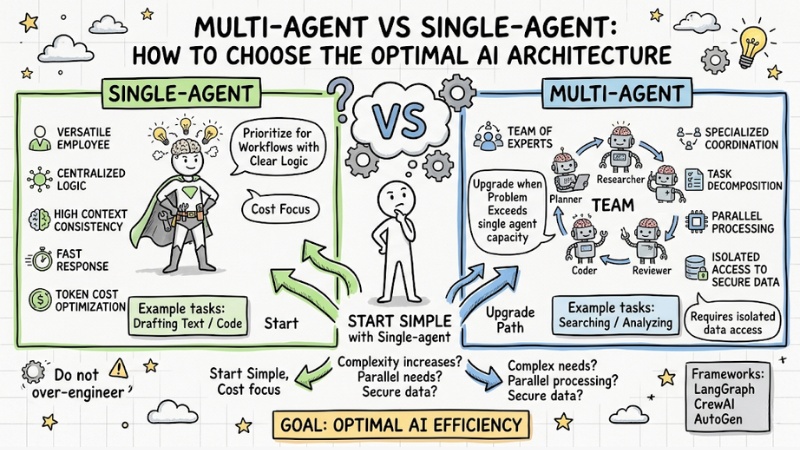 Multi-agent vs Single-agent: How to choose the optimal AI architecture