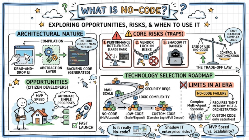 What is no-code? Opportunities, risks, and when you should use it